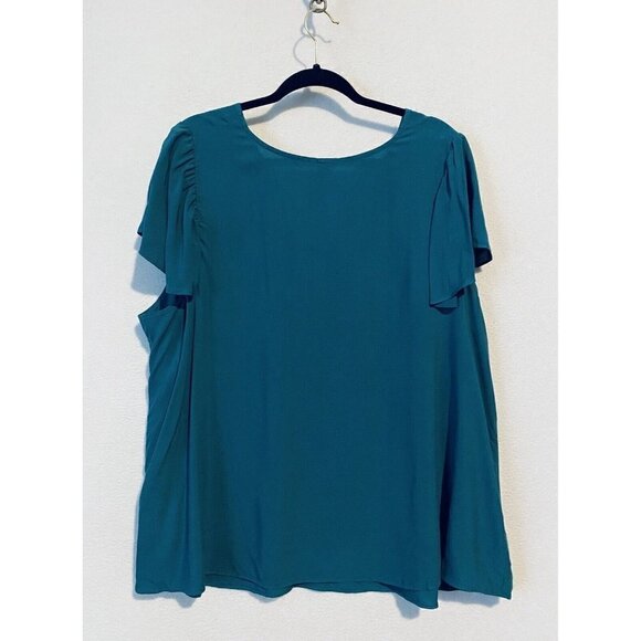 Old Navy Top Womens 2X Ruffle Short Sleeve V Neck Flowy Blue Boho Cottagecore - Picture 2 of 5